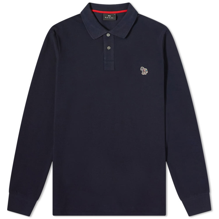 Photo: Paul Smith Men's Long Sleeve Regular Fit Zebra Polo Shirt in Navy