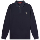 Paul Smith Men's Long Sleeve Regular Fit Zebra Polo Shirt in Navy