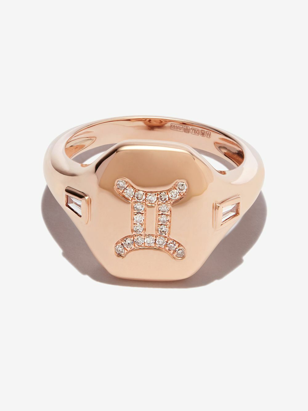 SHAY 18K Rose Gold Gemini Diamond Signet Ring SHAY