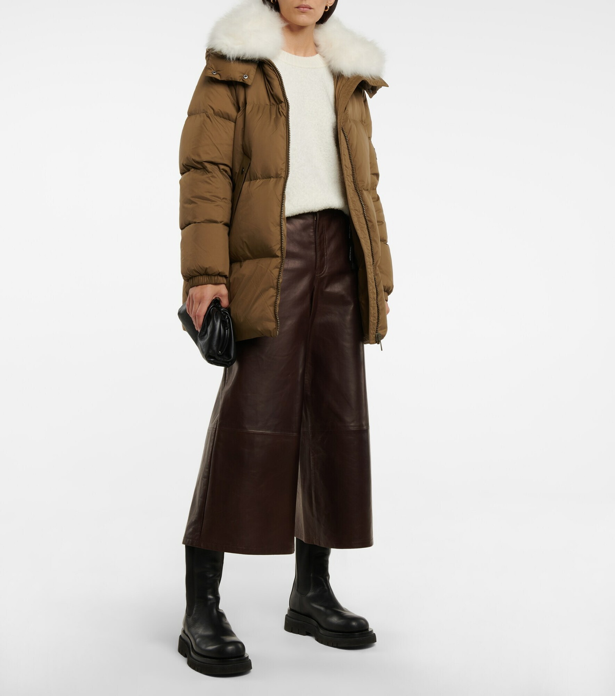 yves salomon shearling trimmed down coat