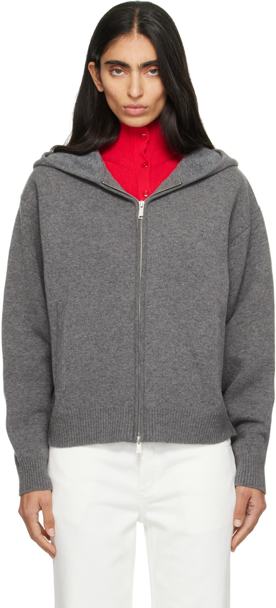 COOR Gray Double Face Wool Zip-Up Hoodie
