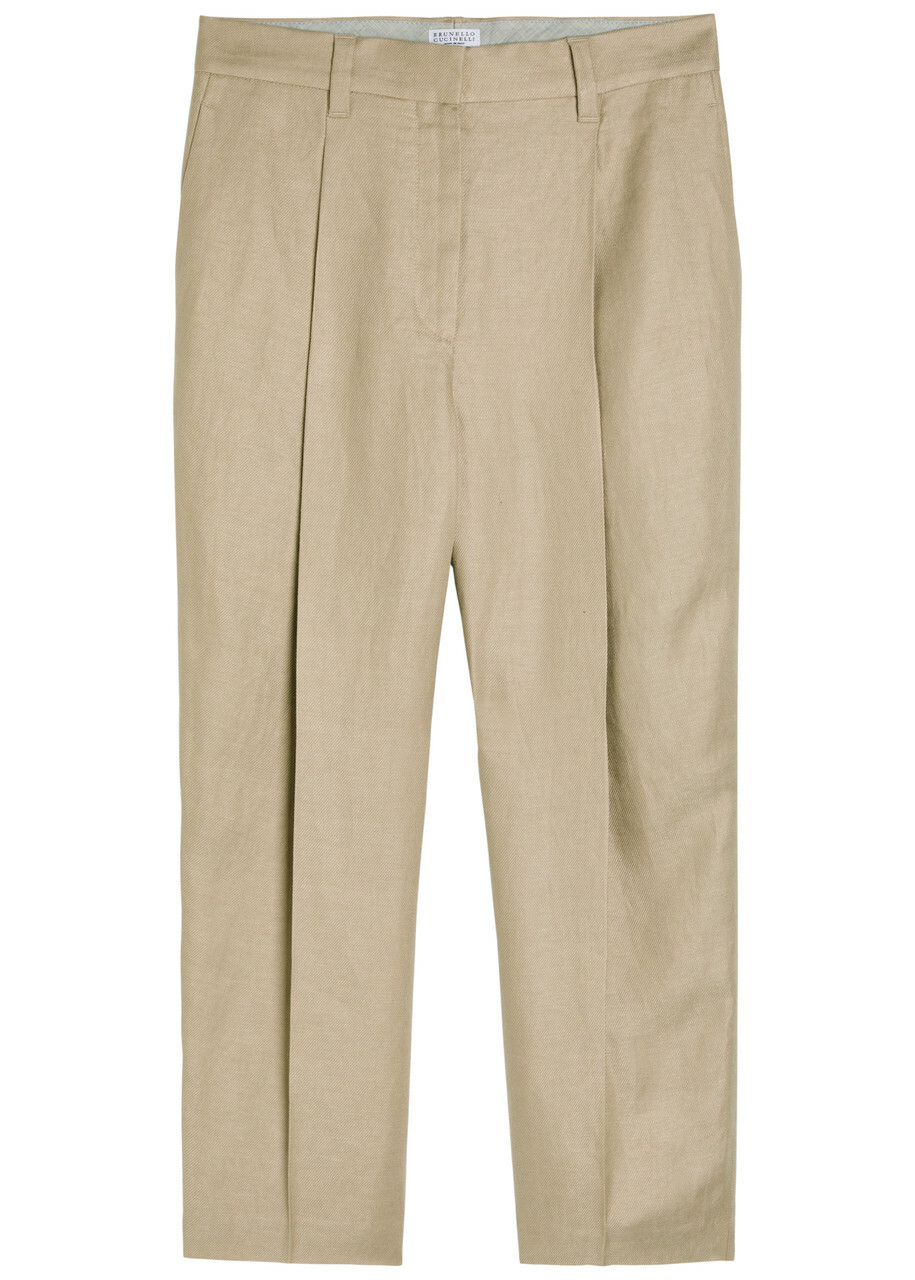 Brunello Cucinelli Straight-leg Linen Trousers Beige