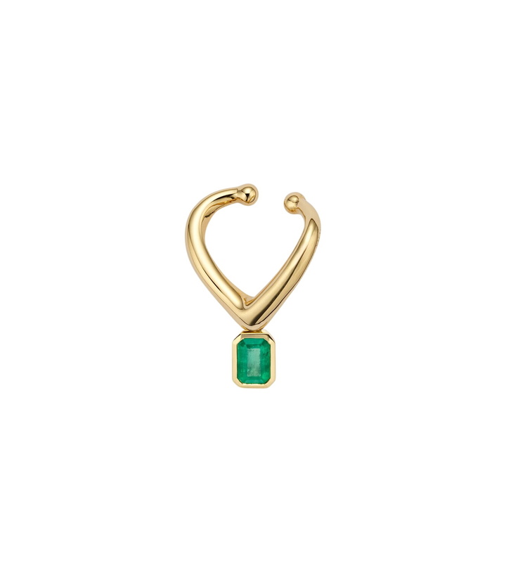 Photo: Shay Jewelry Zar 18kt gold single ear cuff with emerald