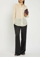 Anine Bing Bridget Pinstriped Satin Shirt Cream