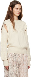 OPEN YY Off-White Convertible Cable Knit Sweater