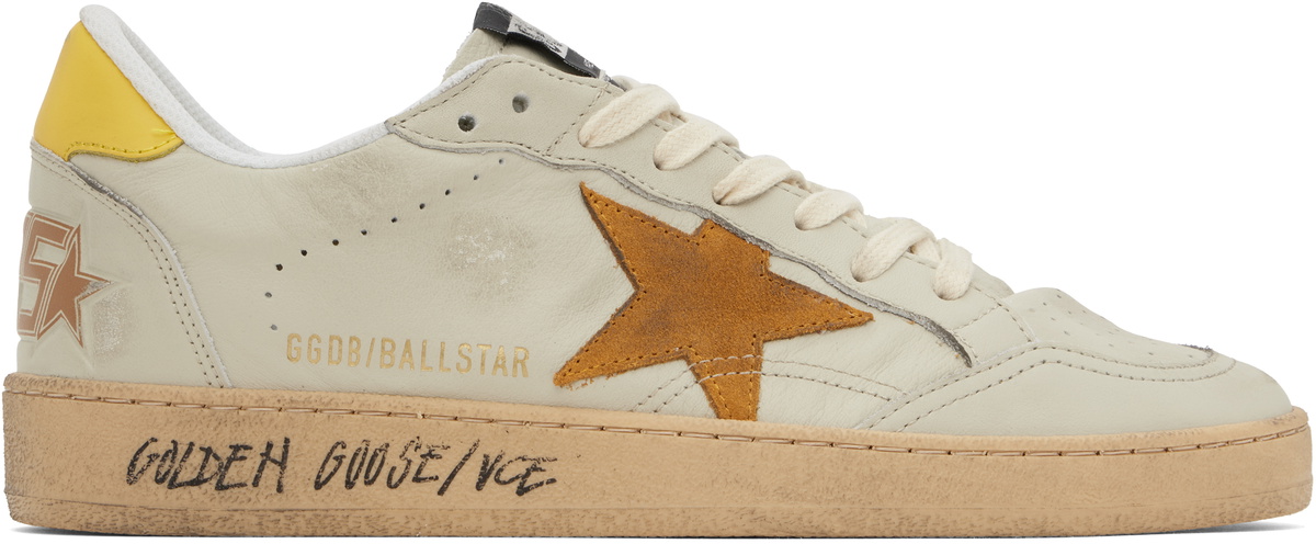 Golden Goose Off-White & Yellow Ball Star Sneakers Golden