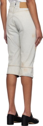 MM6 Maison Margiela Blue Panel Sprayed Capri Denim Shorts
