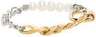 IN GOLD WE TRUST PARIS Gold & Silver Pearl Figaro Bracelet