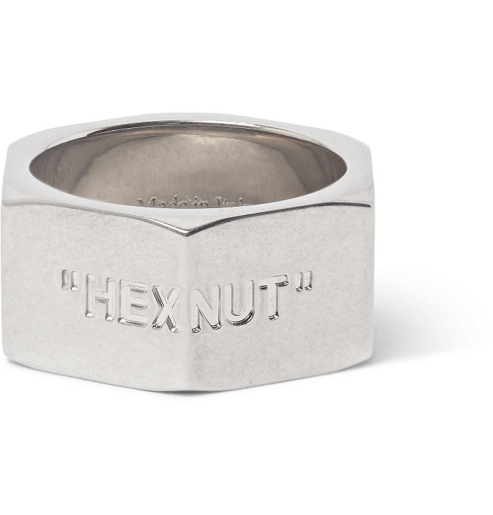Photo: Off-White - Hex Nut Large Silver-Tone Ring - Silver