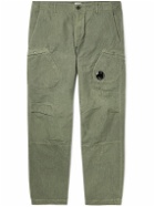 C.P. Company - Ba-Tic Straight-Leg Logo-Appliquéd Crinkled-Cotton Cargo Trousers - Green