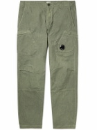 C.P. Company - Ba-Tic Straight-Leg Logo-Appliquéd Crinkled-Cotton Cargo Trousers - Green