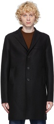 Harris Wharf London Black Boxy Pressed Wool Coat