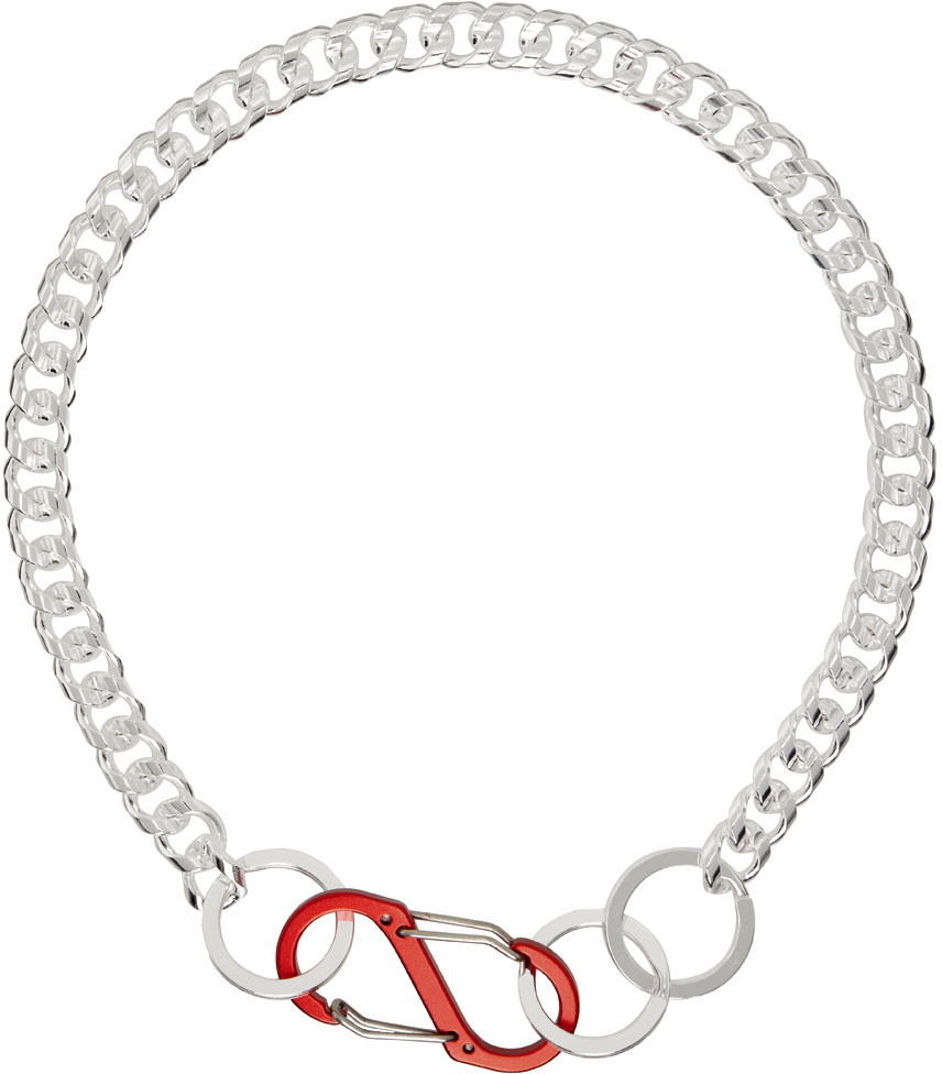 Martine Ali SSENSE Exclusive Silver & Red Curb Chain Necklace