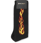 Palm Angels - Intarsia Stretch Cotton-Blend Socks - Black