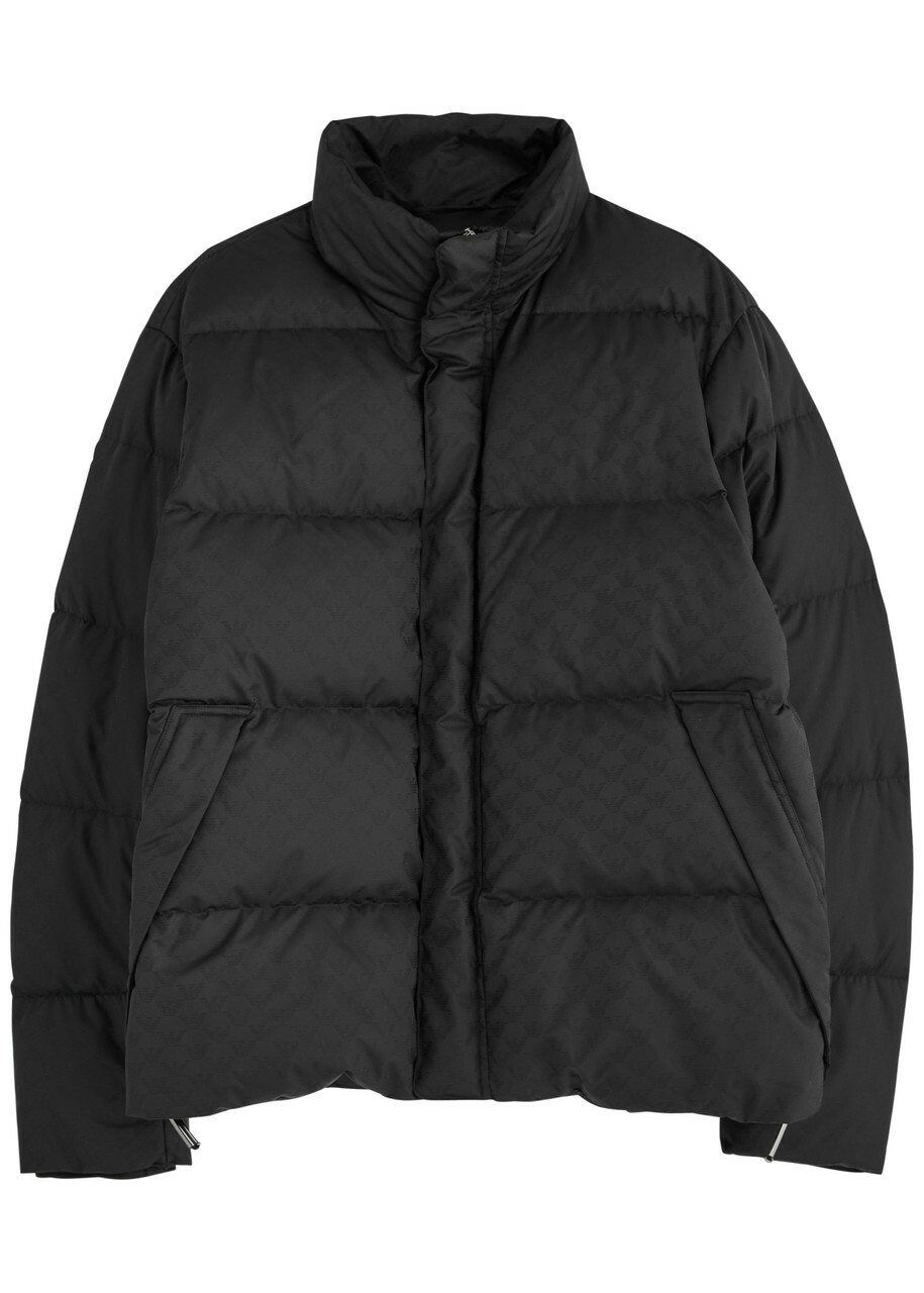 Emporio Armani Logo-monogram Quilted Shell Jacket Black