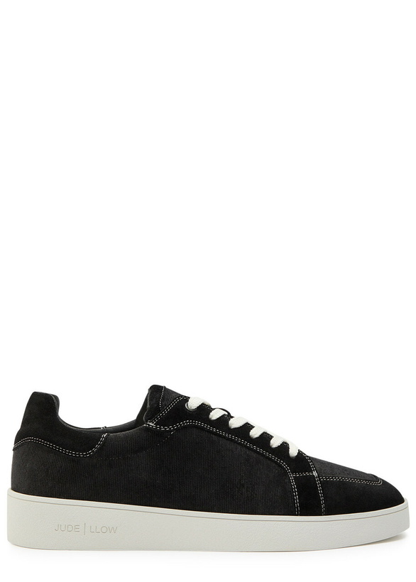 Photo: Jude Llow Phlipe Panelled Suede and Corduroy Sneakers Black