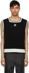 We11done Black Logo Patch Square Neck Vest