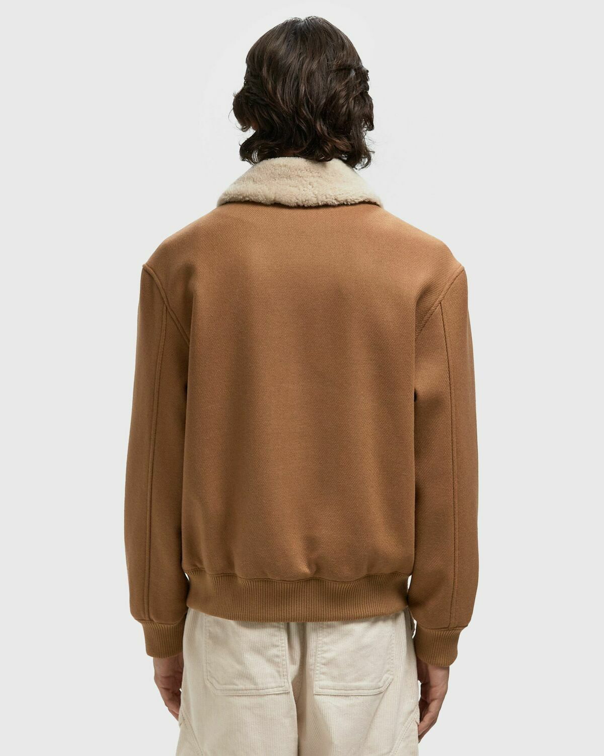 Maison Kitsune SHEARLING COLLAR JACKET Brown Mens Bomber Jacket