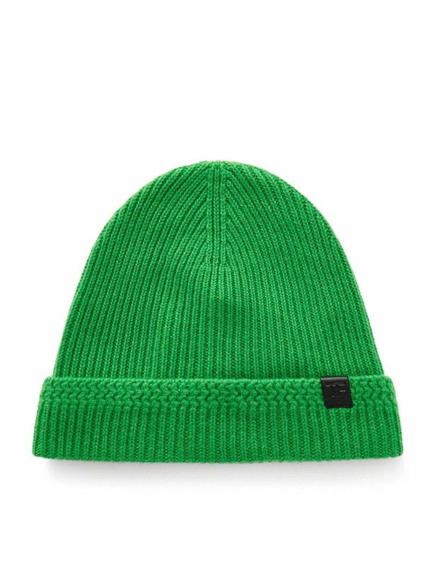 Photo: TOM FORD - Ribbed Cashmere Beanie - Green