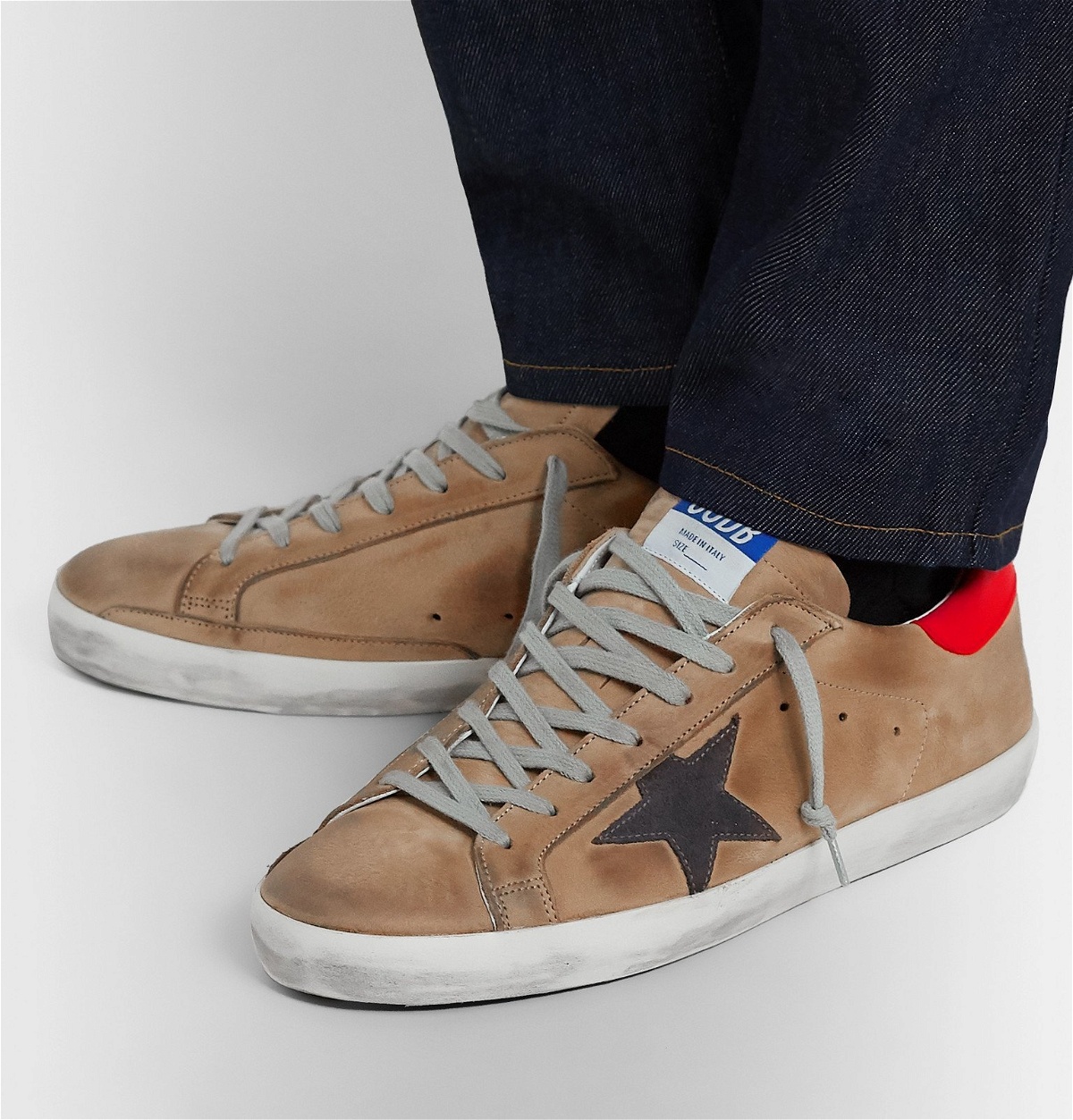 Golden Goose - Superstar Distressed Leather and Suede Sneakers - Brown  Golden Goose Deluxe Brand
