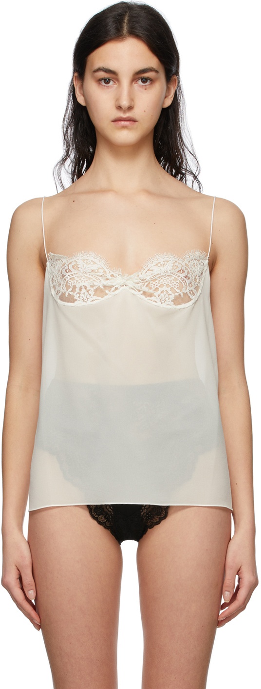 Otto D'ame Sheer Lace Cami in White