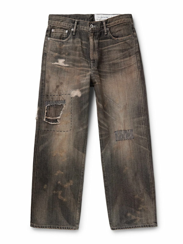 Photo: Neighborhood - Savage Wide-Leg Distressed Selvedge Jeans - Black