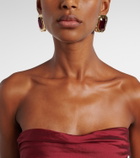 Self-Portrait Embellished gold-plated earrings