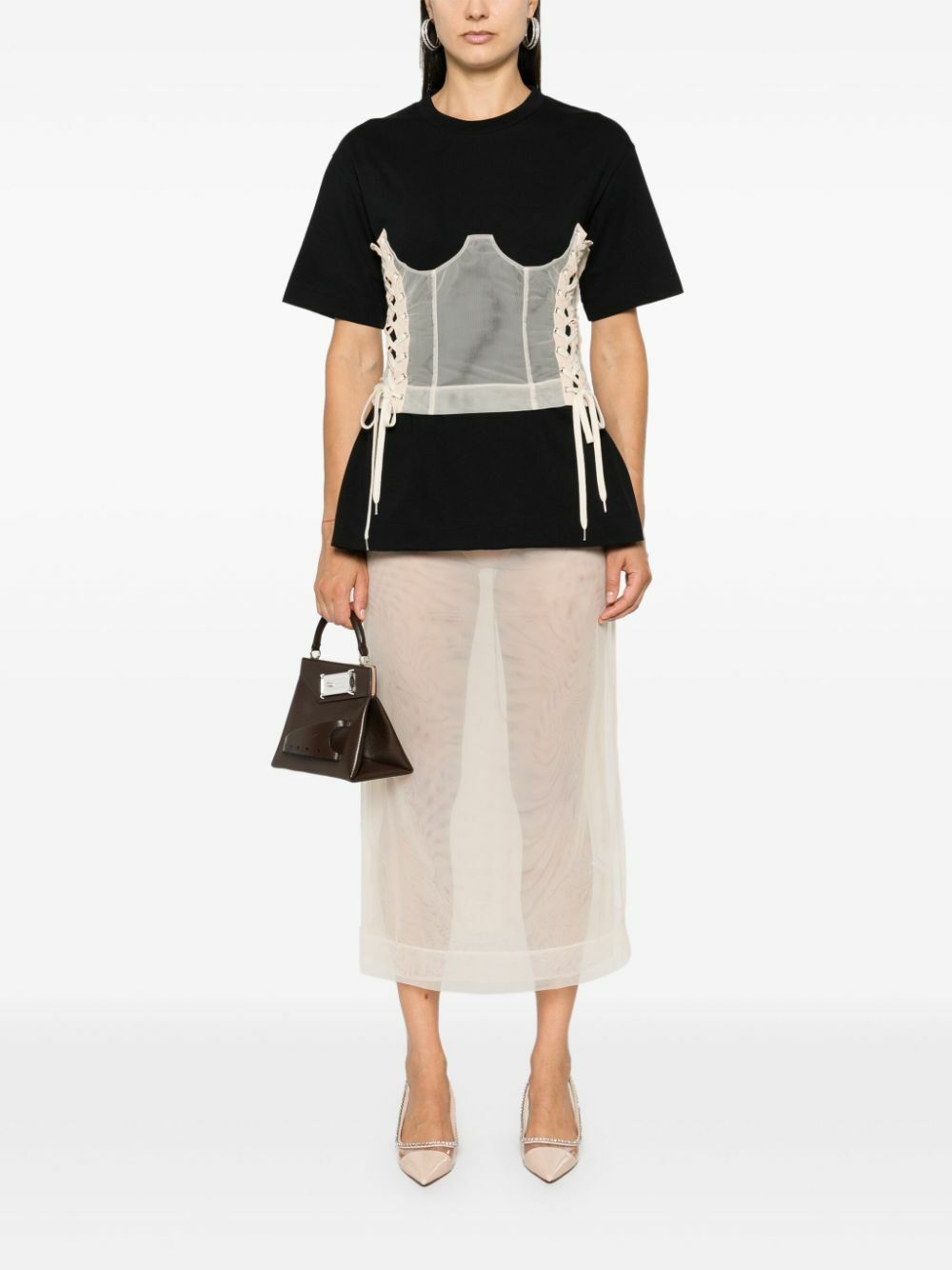Simone Rocha Black Corset Panel T-Shirt Simone Rocha