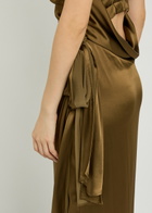 Maison Margiela Draped Satin and Silk-blend Maxi Dress Brown