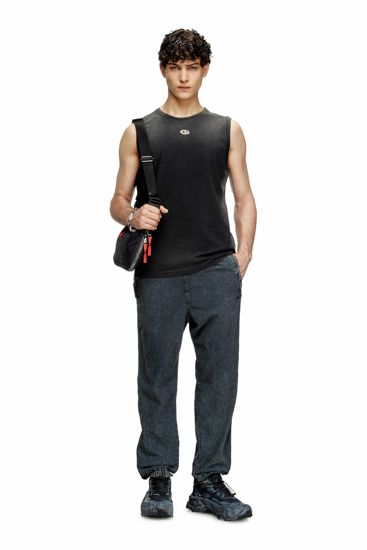 Diesel Faded tank top with cut-out Oval D - T-Shirts Mens in