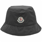 Moncler Men's Logo Badge Bucket Hat in Black