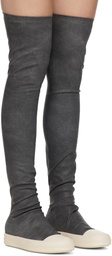Rick Owens DRKSHDW Gray Porterville High Sock Sneaks Tall Boots
