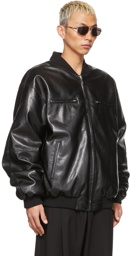 LU'U DAN SSENSE Exclusive Reversible Black Faux-Leather 80's Hong Kong Jacket