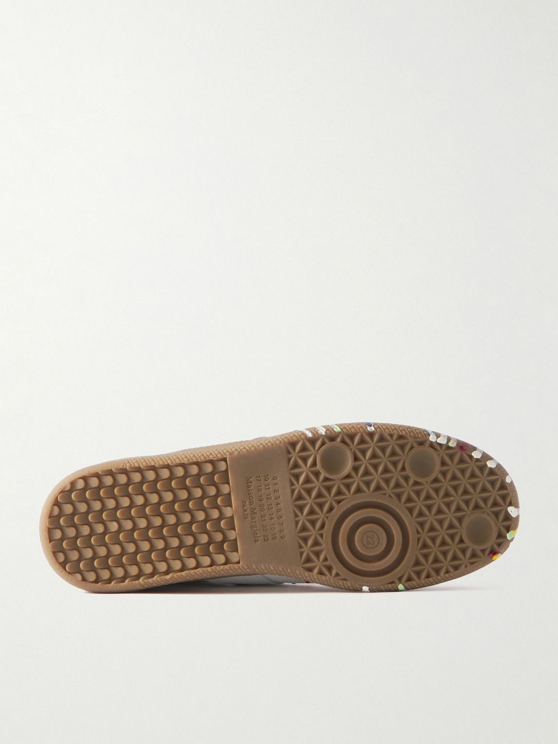 Maison Margiela - Paint-Splattered Suede-Trimmed Leather Sneakers - Neutrals