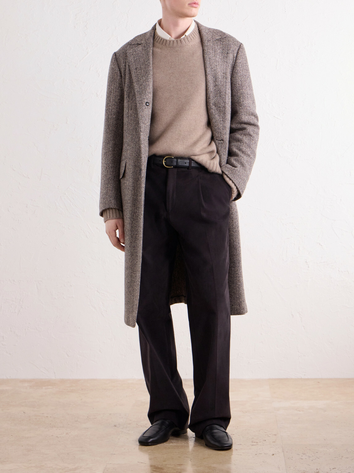 Kiton - Herringbone Cashmere and Wool-Blend Coat - Brown
