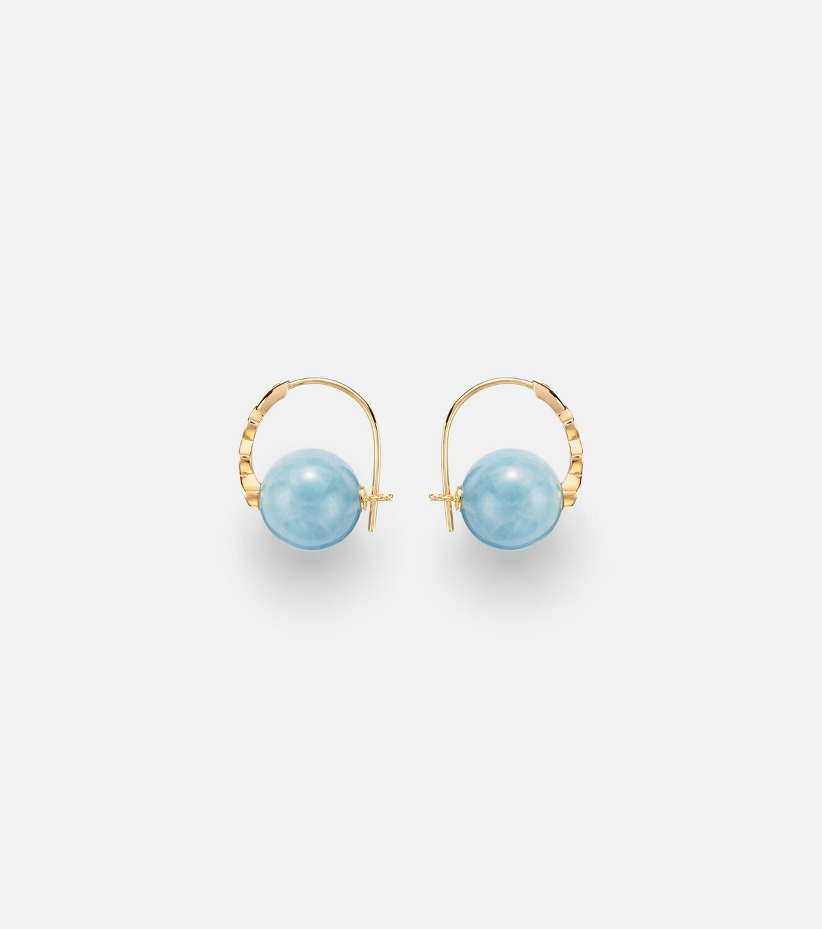 Sydney Evan 14kt gold (585/1000) earrings with diamonds and aquamarines