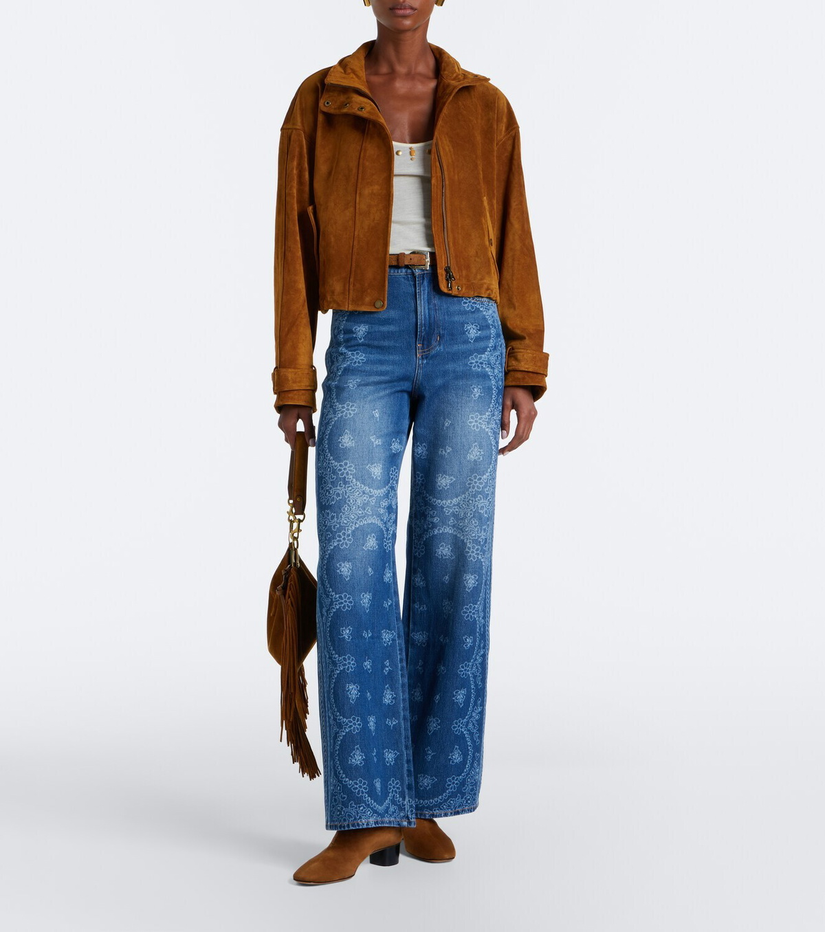 Veronica Beard Taylor printed wide-leg jean