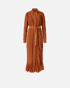 Pinko Long Shirt Dress With Lace Details Tan Brown