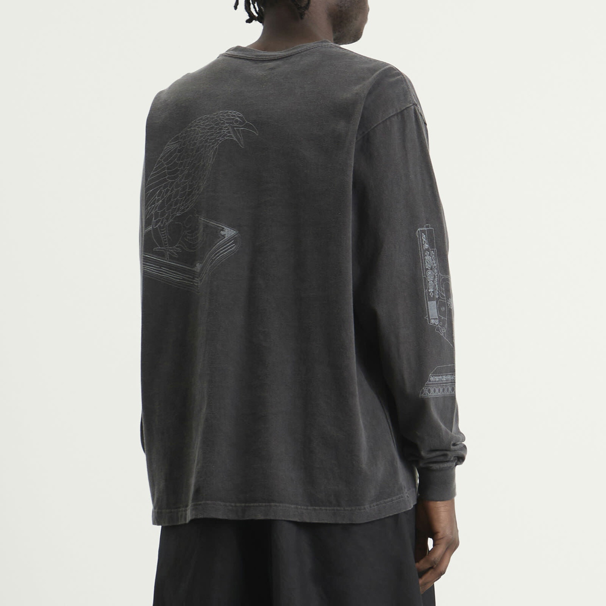 Neighborhood Men's LS-8 Pigment Dyed Long Sleeve T-Shirt in Black