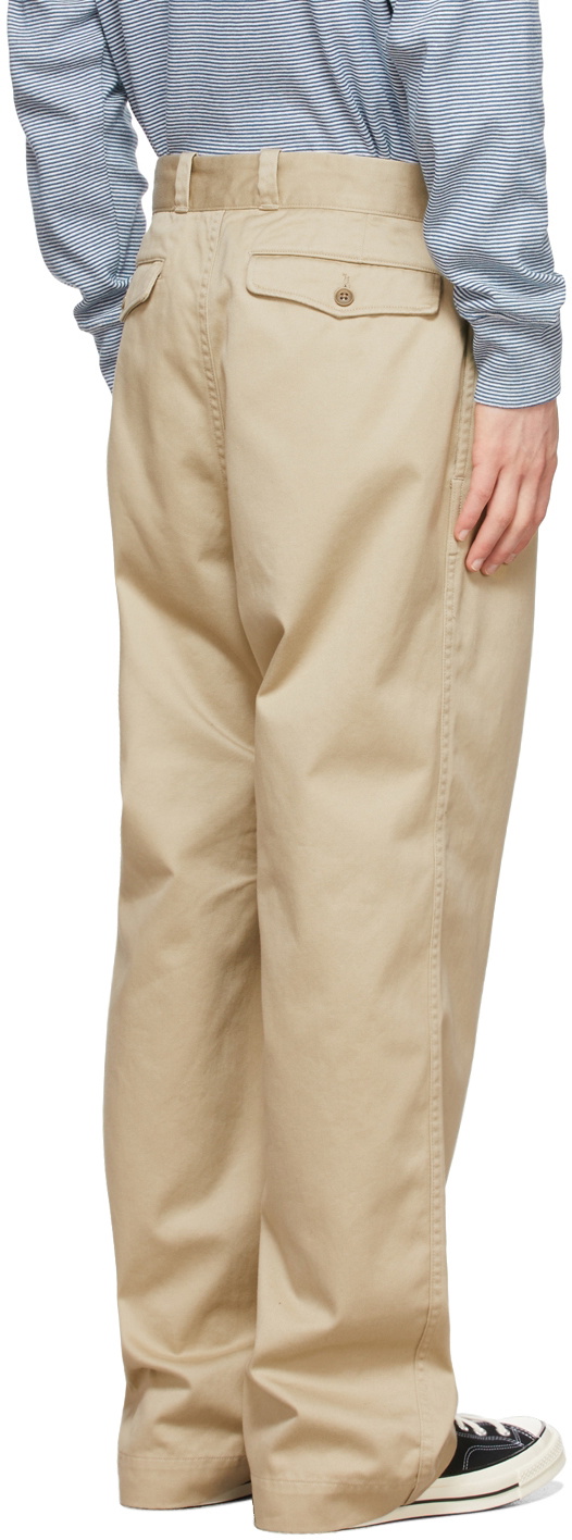 Nanamica Khaki Double Pleat Trousers Nanamica