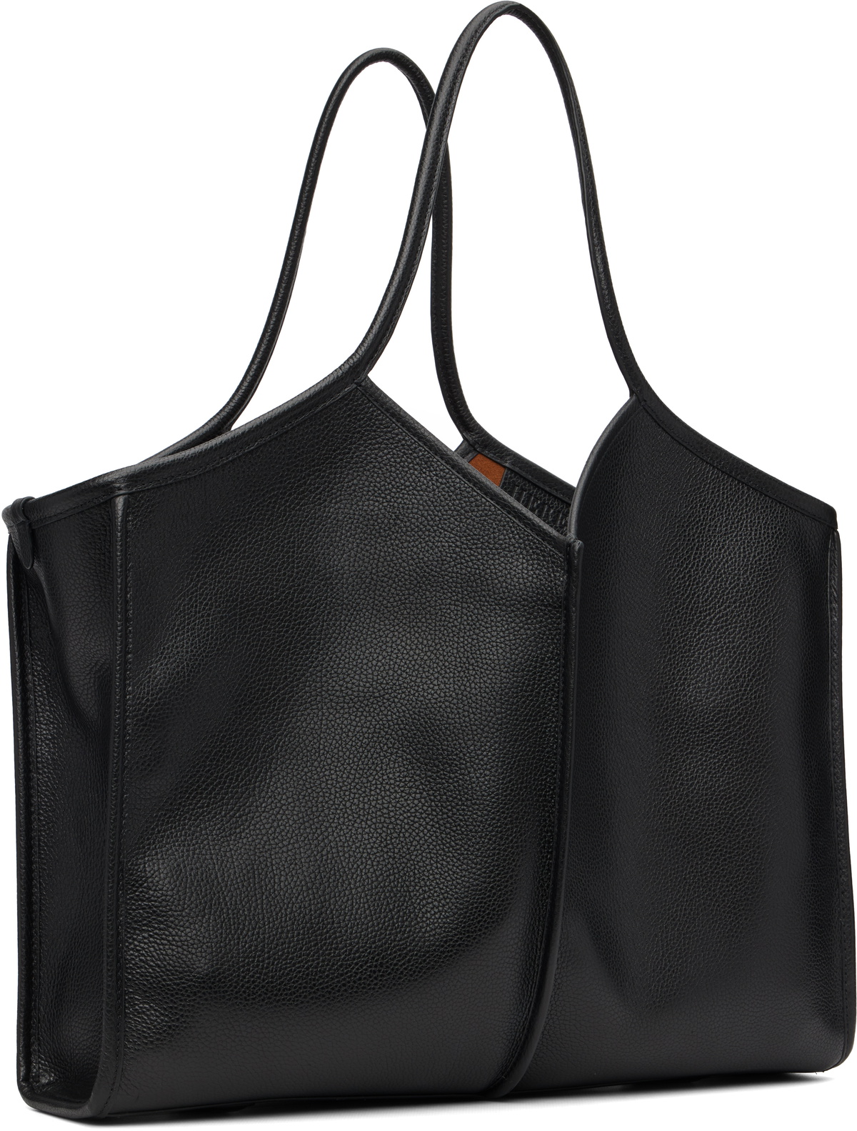 HEREU Black Calella Squared Medium Grainy Tote