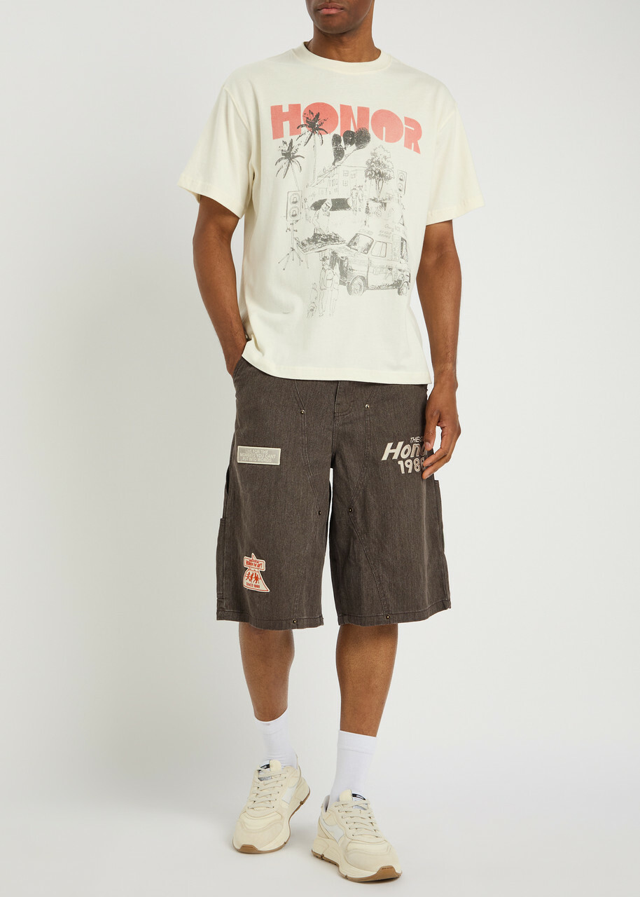 Honor The Gift Appliquéd Twill Shorts Black