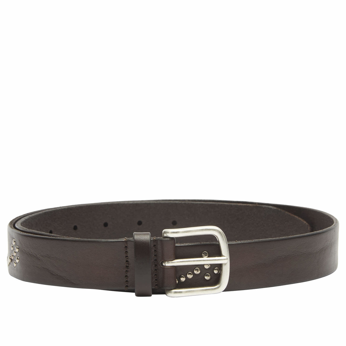 Anderson's Men's Andersons Narrow Stud Trimmed Leather Belt in Brown