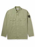 Stone Island - Logo-Appliquéd Brushed Cotton-Canvas Overshirt - Green