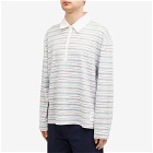 Thom Browne Men's Striped Rugby Fit Polo Shirt in Medium Blue