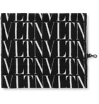 VALENTINO - Valentino Garavani Logo-Intarsia Virgin Wool and Cashmere-Blend Scarf - Black