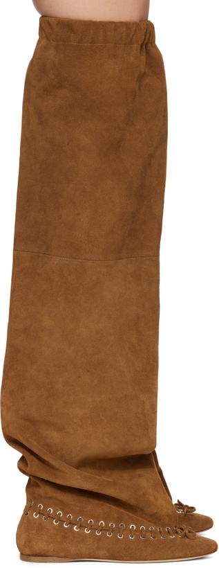 Photo: ALL-IN Brown Level Flat Thigh High Tall Boots