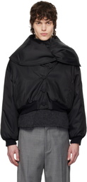AARON ESH Black Shoulder Lapel Bomber Jacket