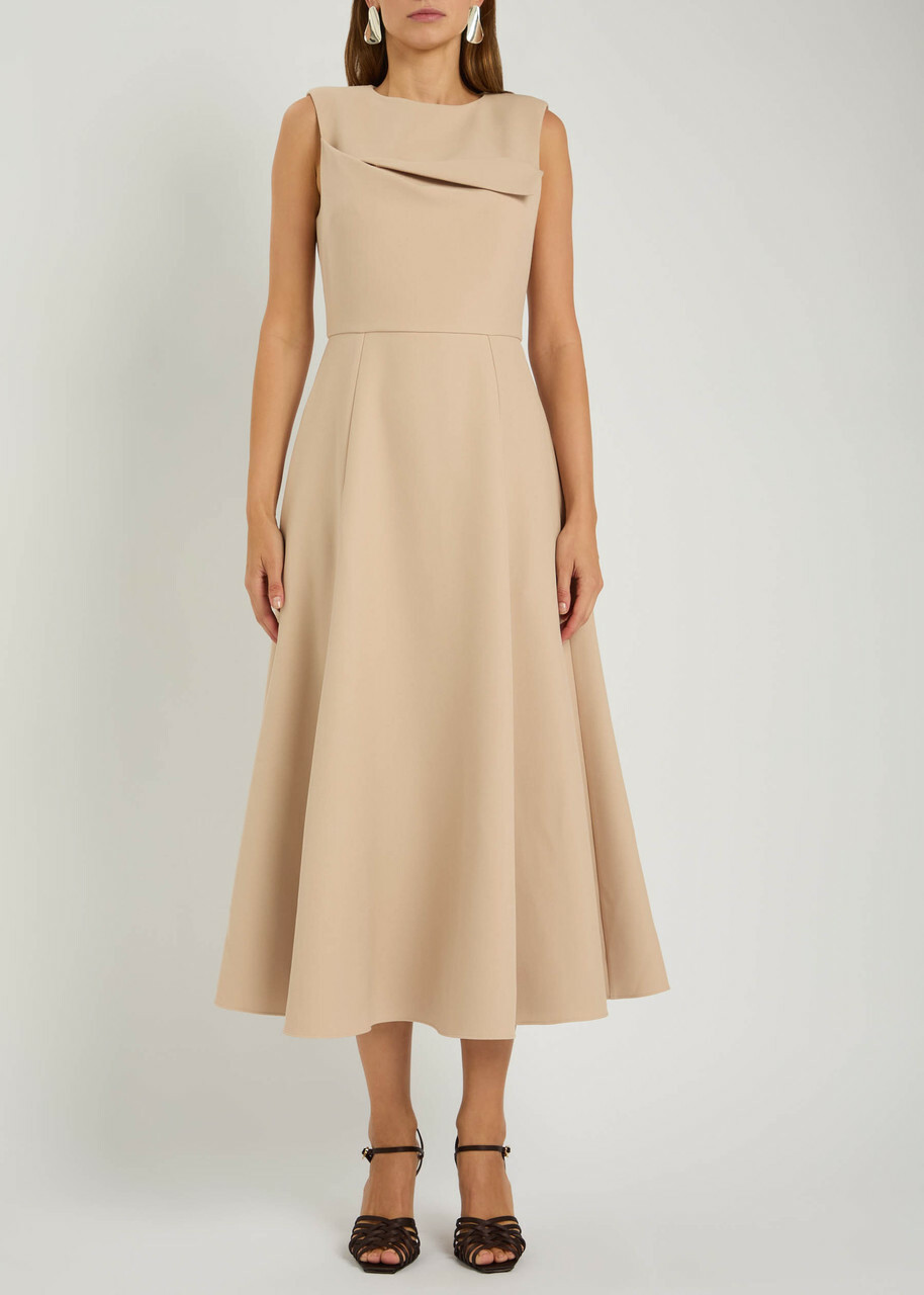 Roland Mouret Panelled Crepe Midi Dress Cream