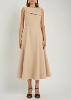 Roland Mouret Panelled Crepe Midi Dress Cream
